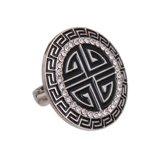 Load image into Gallery viewer, Silver Black Round Greek Cocktail Ring
