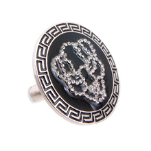 Load image into Gallery viewer, Silver Black Round Tiger Cocktail Ring
