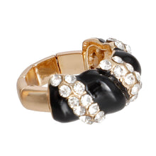 Load image into Gallery viewer, Black and Gold Twisted Cocktail Ring
