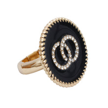 Load image into Gallery viewer, Black Infinity Charm Gold Ring
