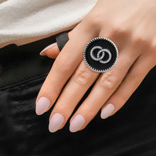 Load image into Gallery viewer, Black Infinity Charm Silver Ring
