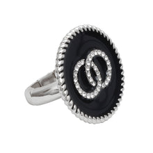 Load image into Gallery viewer, Black Infinity Charm Silver Ring
