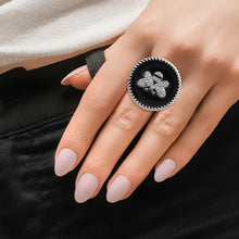 Load image into Gallery viewer, Black Bee Charm Silver Ring
