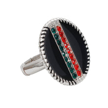 Load image into Gallery viewer, Black Stripe Charm Silver Ring
