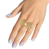 Gold Rhinestone Bow Ring