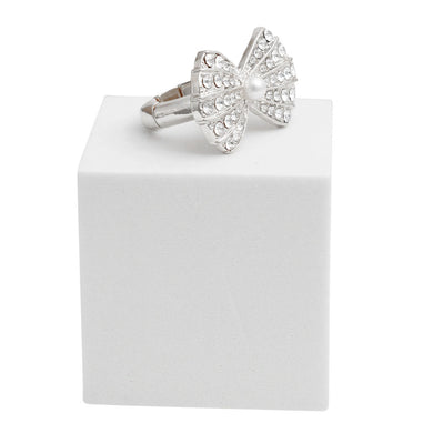 Silver Rhinestone Bow Ring