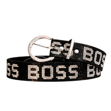 Load image into Gallery viewer, Black and Silver Rhinestone Boss Belt
