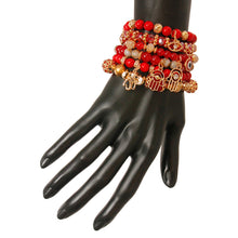 Load image into Gallery viewer, Red Hamsa Elephant Bracelet Set
