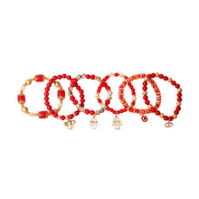 Load image into Gallery viewer, Red Hamsa Elephant Bracelet Set
