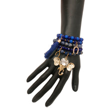 Load image into Gallery viewer, Blue Bead Elephant Charm Bracelet Set
