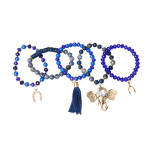 Load image into Gallery viewer, Blue Bead Elephant Charm Bracelet Set
