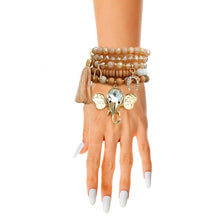 Load image into Gallery viewer, Light Brown Bead Elephant Charm Bracelets
