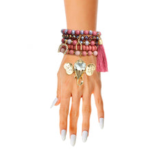 Load image into Gallery viewer, Mauve Bead Elephant Charm Bracelets
