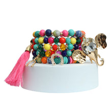 Load image into Gallery viewer, Rainbow Bead Elephant Charm Bracelets
