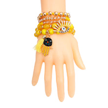 Load image into Gallery viewer, Yellow Evil Eye 5 Pcs Bracelets
