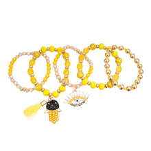 Load image into Gallery viewer, Yellow Evil Eye 5 Pcs Bracelets
