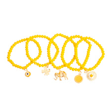 Load image into Gallery viewer, Yellow Luck Bracelet with Elephant Charm
