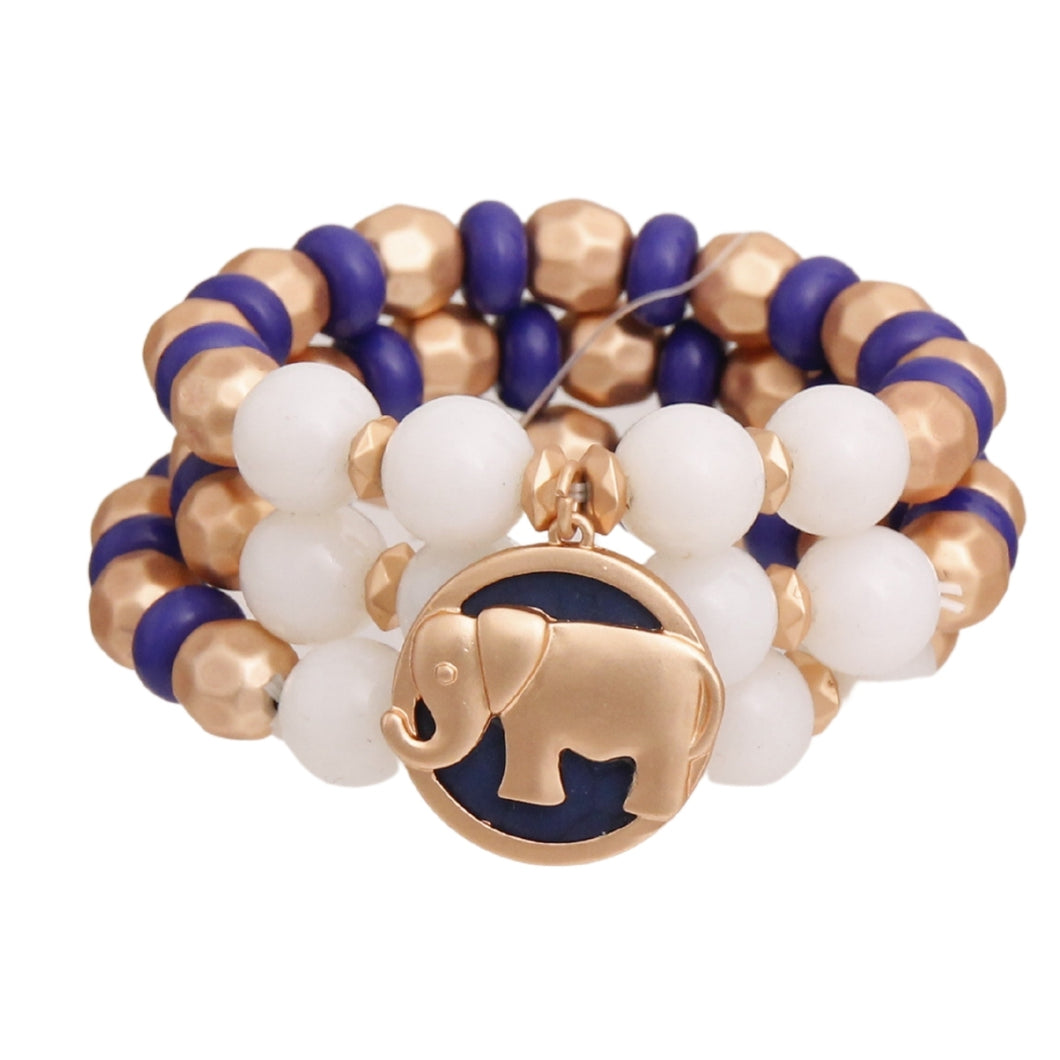 Blue Elephant Charm 3 Pcs Bracelets