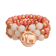 Cargar imagen en el visor de la galería, Pink Elephant Charm 3 Pcs Bracelets
