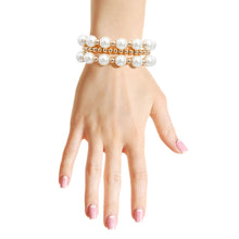 Load image into Gallery viewer, 3 Strand Cream Pearl Gold Bracelets
