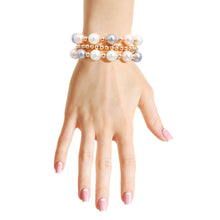 Load image into Gallery viewer, 3 Strand Mixed Pearl Gold Bracelets
