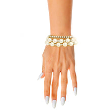 Load image into Gallery viewer, 3 Strand White Pearl Silver Bracelets
