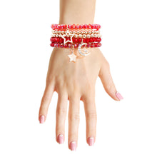 Load image into Gallery viewer, Red and Gold Glass Star Bracelets
