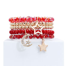 Load image into Gallery viewer, Red and Gold Glass Star Bracelets
