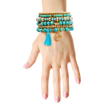 Load image into Gallery viewer, Turquoise Glass Love 6 Pcs Bracelets
