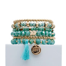 Load image into Gallery viewer, Turquoise Glass Love 6 Pcs Bracelets
