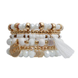 White Glass Love 6 Pcs Bracelets
