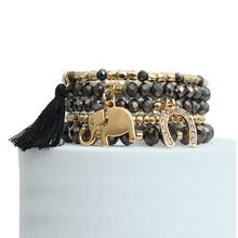Load image into Gallery viewer, Black Elephant Horseshoe Bracelets
