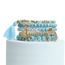 Load image into Gallery viewer, Light Blue Elephant Horseshoe Bracelets
