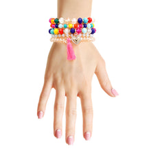 Load image into Gallery viewer, Rainbow 5 Pcs Heart Tassel Bracelets
