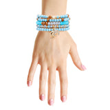 Light Blue Glass 5 Pcs Elephant Bracelets