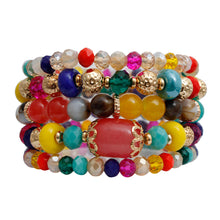Load image into Gallery viewer, 5 Pcs Rainbow Glass Bead Bracelets
