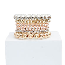 Load image into Gallery viewer, 6 Pcs Mixed Metal Ball Bead Bracelets
