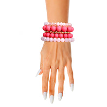 Load image into Gallery viewer, Matte Pink Ball and Glass Bracelets
