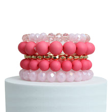 Load image into Gallery viewer, Matte Pink Ball and Glass Bracelets
