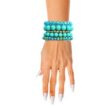 Cargar imagen en el visor de la galería, Matte Turquoise Ball and Glass Bracelets
