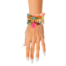 Load image into Gallery viewer, Matte Gold Rainbow Evil Eye Bracelets
