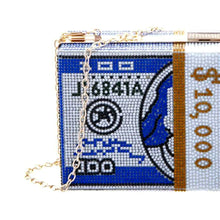 Load image into Gallery viewer, Blue Bling $10K Rectangle Clutch
