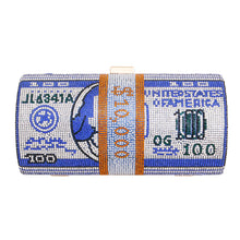 Load image into Gallery viewer, Blue Bling Rolled Benjamins Clutch
