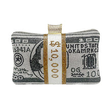 Cargar imagen en el visor de la galería, Black Bling Banded Cash Luxury Clutch

