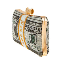 Cargar imagen en el visor de la galería, Black Bling Banded Cash Luxury Clutch
