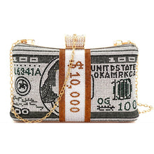 Cargar imagen en el visor de la galería, Black Bling Banded Cash Luxury Clutch
