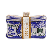 Load image into Gallery viewer, Blue Bling Banded Cash Luxury Clutch
