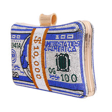 Load image into Gallery viewer, Blue Bling Banded Cash Luxury Clutch
