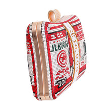 Load image into Gallery viewer, Red Bling Banded Cash Luxury Clutch
