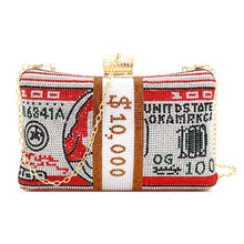 Load image into Gallery viewer, Red Bling Banded Cash Luxury Clutch
